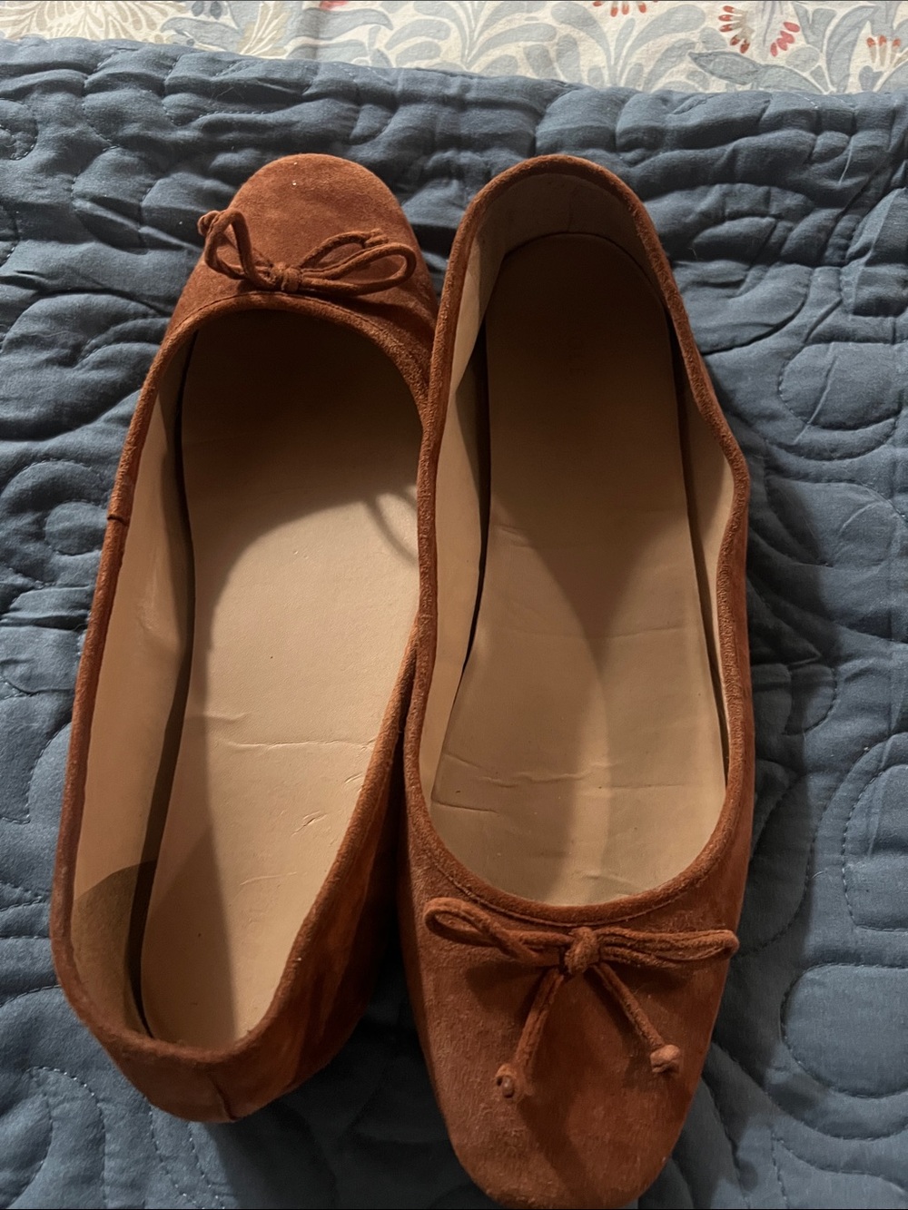 Cole Haan Rust Brown Suede Ballet Flats with Bow